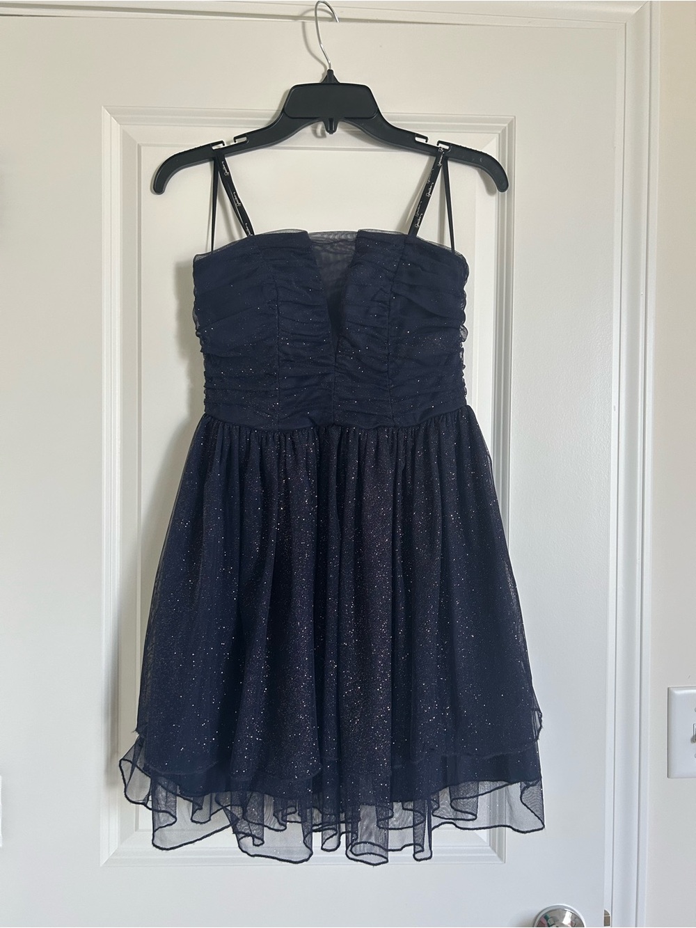 Navy Sparkle Strapless Dress